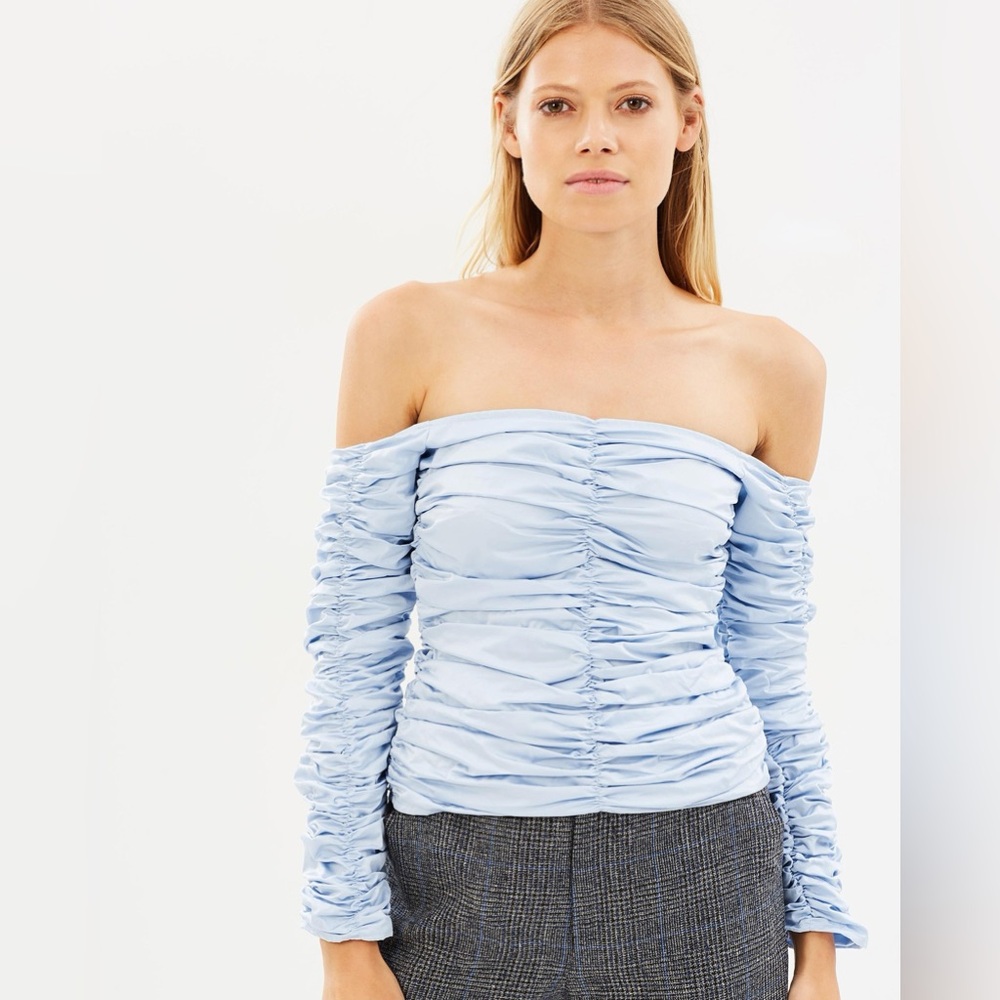 Georgia Alice NWOT blue off shoulder top size small